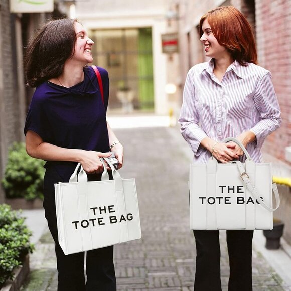 Women Pu-white Personalized Canvas Tote Bag with Zipper Mini Top-Handle - Picture 2 of 6